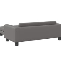 Kindersofa mit Hocker Grau 100x50x30 cm Kunstleder