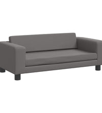 Kindersofa mit Hocker Grau 100x50x30 cm Kunstleder