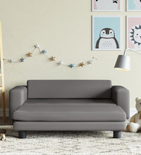 Kindersofa mit Hocker Grau 100x50x30 cm Kunstleder