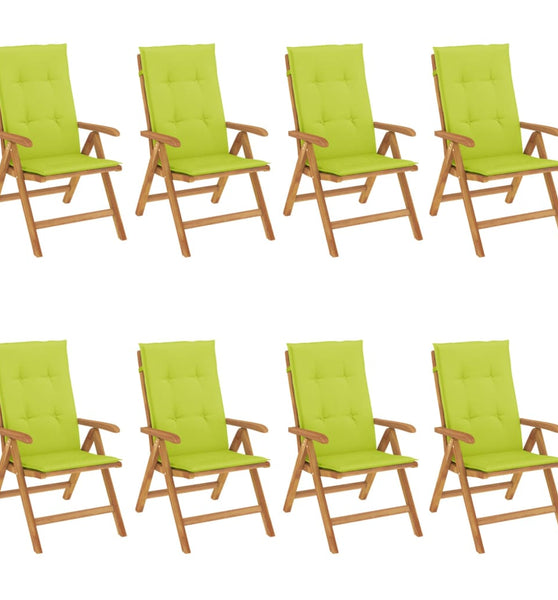 Gartenstühle mit Auflagen 8 Stk. Massivholz Teak