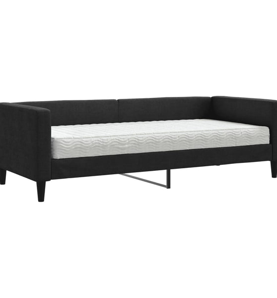 Tagesbett mit Matratze Schwarz 80x200 cm Stoff