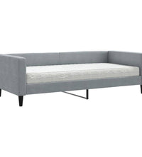 Tagesbett mit Matratze Hellgrau 90x200 cm Stoff