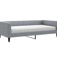 Tagesbett mit Matratze Hellgrau 100x200 cm Stoff