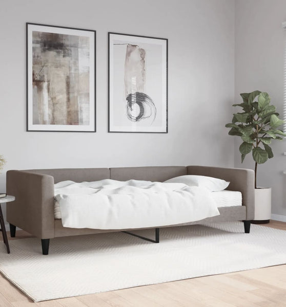 Tagesbett mit Matratze Taupe 100x200 cm Stoff