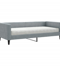 Tagesbett mit Matratze Hellgrau 90x190 cm Stoff