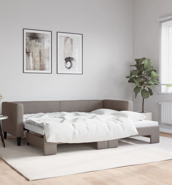 Tagesbett Ausziehbar Taupe 80x200 cm Stoff