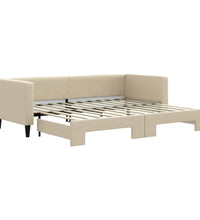 Tagesbett Ausziehbar Creme 80x200 cm Stoff