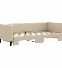 Tagesbett Ausziehbar Creme 80x200 cm Stoff