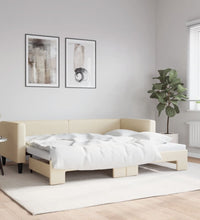 Tagesbett Ausziehbar Creme 80x200 cm Stoff