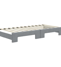 Tagesbett Ausziehbar Hellgrau 90x200 cm Stoff