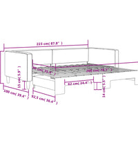 Tagesbett Ausziehbar Taupe 90x200 cm Stoff