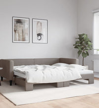 Tagesbett Ausziehbar Taupe 90x200 cm Stoff