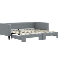 Tagesbett Ausziehbar Hellgrau 100x200 cm Stoff