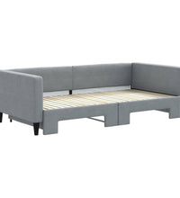 Tagesbett Ausziehbar Hellgrau 100x200 cm Stoff