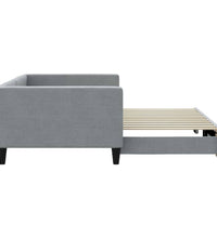 Tagesbett Ausziehbar Hellgrau 100x200 cm Stoff