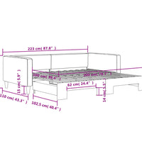 Tagesbett Ausziehbar Hellgrau 100x200 cm Stoff