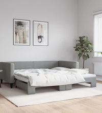 Tagesbett Ausziehbar Hellgrau 100x200 cm Stoff