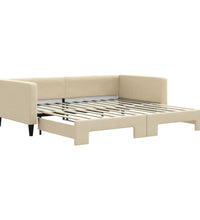 Tagesbett Ausziehbar Creme 100x200 cm Stoff