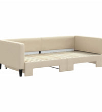 Tagesbett Ausziehbar Creme 100x200 cm Stoff