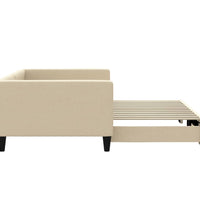 Tagesbett Ausziehbar Creme 100x200 cm Stoff