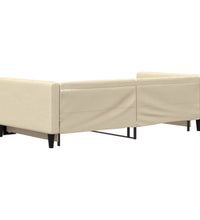 Tagesbett Ausziehbar Creme 100x200 cm Stoff