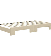 Tagesbett Ausziehbar Creme 100x200 cm Stoff