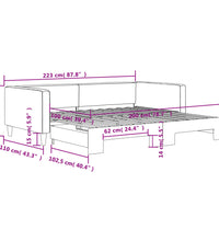 Tagesbett Ausziehbar Creme 100x200 cm Stoff
