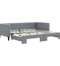 Tagesbett Ausziehbar Hellgrau 90x190 cm Stoff
