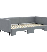 Tagesbett Ausziehbar Hellgrau 90x190 cm Stoff