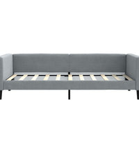Tagesbett Ausziehbar Hellgrau 90x190 cm Stoff