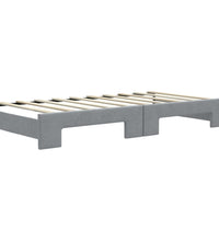 Tagesbett Ausziehbar Hellgrau 90x190 cm Stoff
