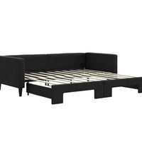 Tagesbett Ausziehbar Schwarz 90x190 cm Stoff