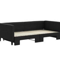 Tagesbett Ausziehbar Schwarz 90x190 cm Stoff