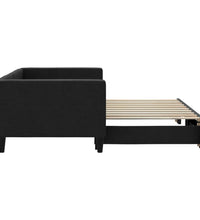 Tagesbett Ausziehbar Schwarz 90x190 cm Stoff