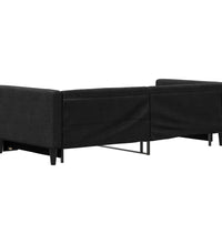 Tagesbett Ausziehbar Schwarz 90x190 cm Stoff