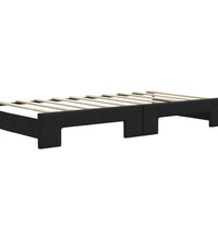Tagesbett Ausziehbar Schwarz 90x190 cm Stoff