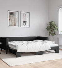 Tagesbett Ausziehbar Schwarz 90x190 cm Stoff