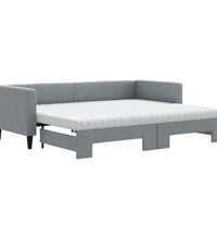 Tagesbett Ausziehbar mit Matratze Hellgrau 80x200 cm Stoff