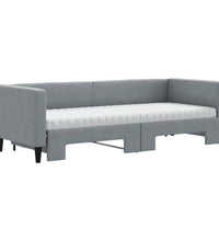 Tagesbett Ausziehbar mit Matratze Hellgrau 80x200 cm Stoff