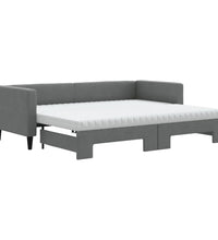 Tagesbett Ausziehbar mit Matratzen Dunkelgrau 80x200 cm Stoff