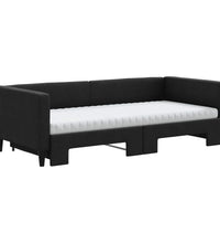 Tagesbett Ausziehbar mit Matratzen Schwarz 90x200 cm Stoff