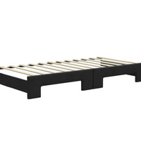 Tagesbett Ausziehbar mit Matratzen Schwarz 90x200 cm Stoff