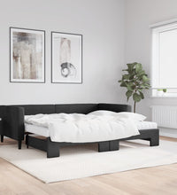 Tagesbett Ausziehbar mit Matratzen Schwarz 90x200 cm Stoff