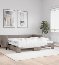 Tagesbett Ausziehbar mit Matratzen Taupe 100x200 cm Stoff