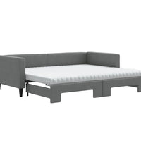 Tagesbett Ausziehbar mit Matratzen Dunkelgrau 90x190 cm Stoff