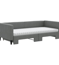 Tagesbett Ausziehbar mit Matratzen Dunkelgrau 90x190 cm Stoff