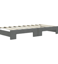 Tagesbett Ausziehbar mit Matratzen Dunkelgrau 90x190 cm Stoff