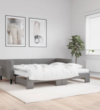 Tagesbett Ausziehbar mit Matratzen Dunkelgrau 90x190 cm Stoff