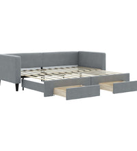 Tagesbett Ausziehbar mit Schubladen Hellgrau 80x200 cm Stoff