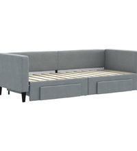 Tagesbett Ausziehbar mit Schubladen Hellgrau 80x200 cm Stoff